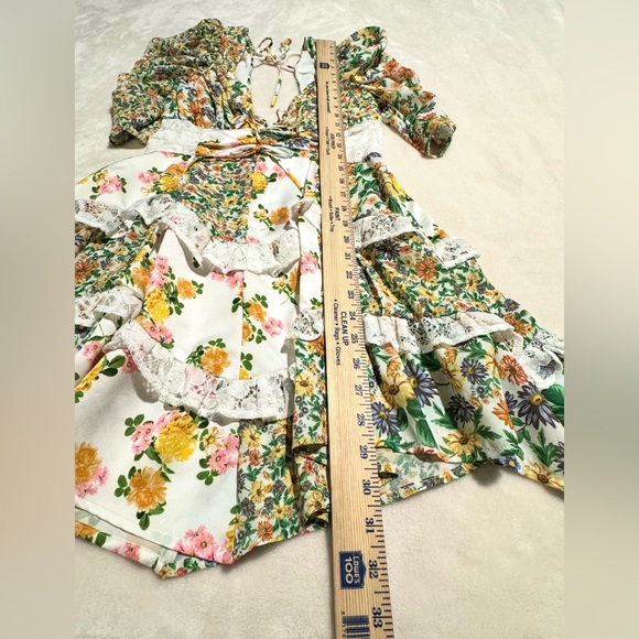 For Love & Lemons Rosalyn Mini Dress in Green Floral Women’s Sz Small - Picture 14 of 14